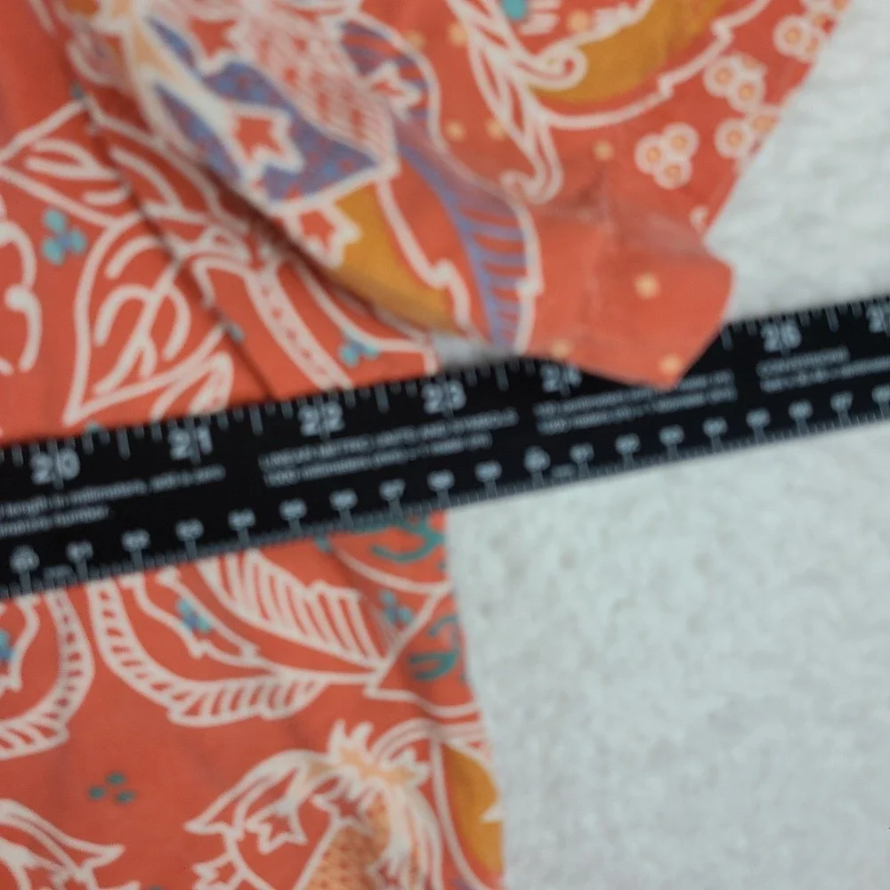 Tommy Bahama Shirt Mens Large Orange Blue Island Modern Fit Hawaiian Button Up